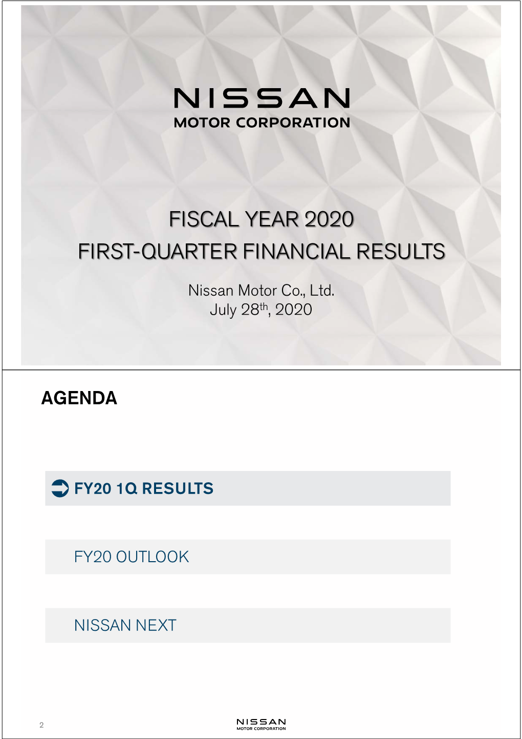 Fiscal Year 2020 First-Quarter Financial Results