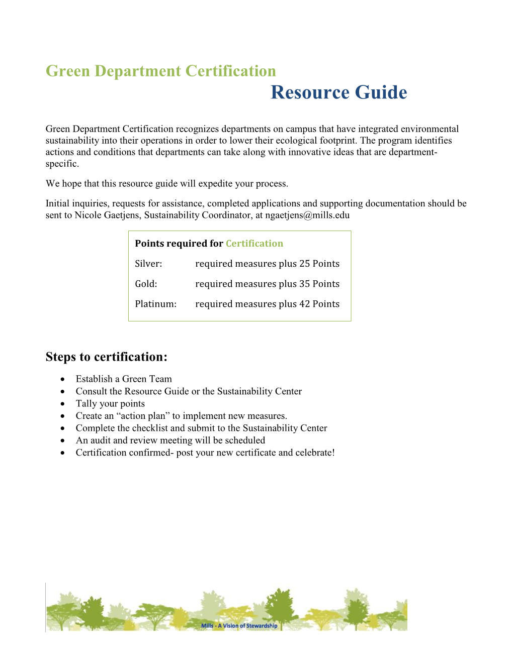 Green Department Certification Resource Guide