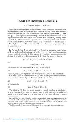 Some Lie Admissible Algebras