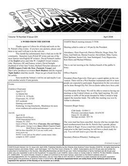 Volume 18 Number 9 Issue 224 April 2006 Events Conclave Clearwater