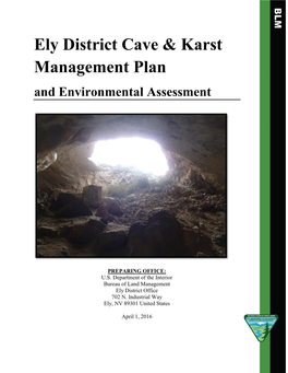 Ely District Cave & Karst Management Plan