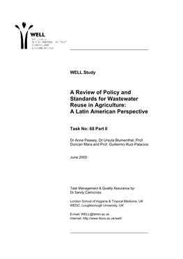 A Review of Policy and Standards for Wastewater Reuse in Agriculture: a Latin American Perspective