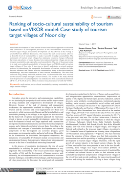 Ranking of Socio-Cultural Sustainability of Tourism Based on VIKOR Model: Case Study of Tourism Target Villages of Noor City