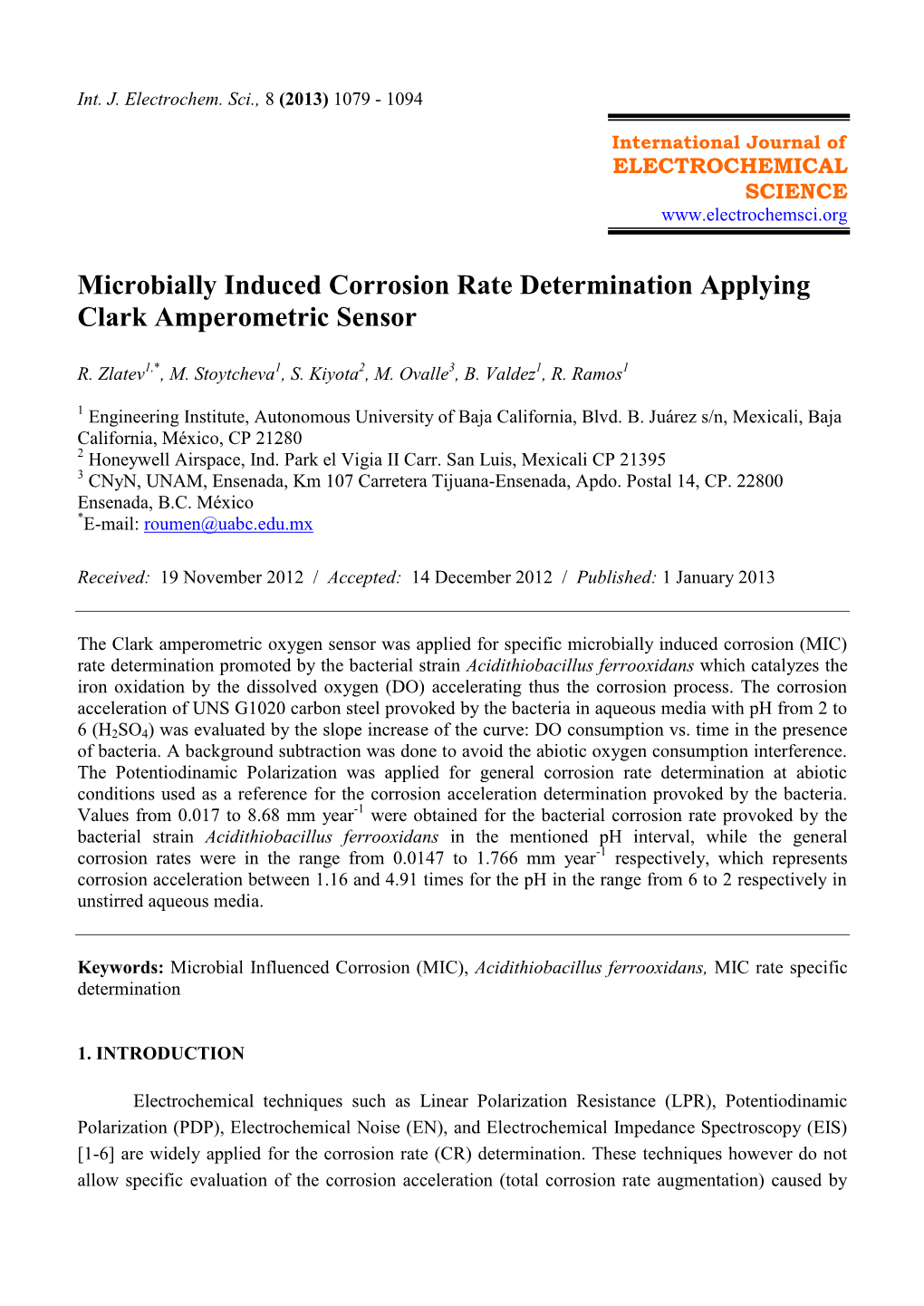 Microbially Induced Corrosion Rate Determination Applying Clark Amperometric Sensor