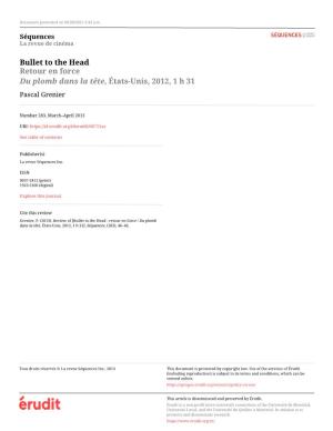 Bullet to the Head : Retour En Force / Du Plomb Dans La Tête, États-Unis, 2012, 1 H 31]