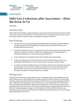 SARS-Cov-2 Infections After Vaccination – What We Know So Far