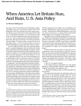 When America Let Britain Run, and Ruin, U.S. Asia Policy