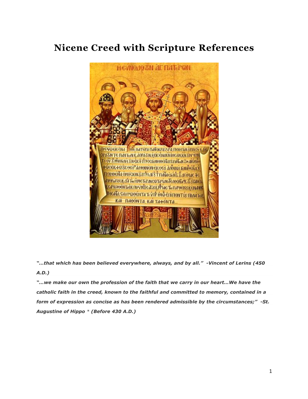 Nicene Creed with Scripture References