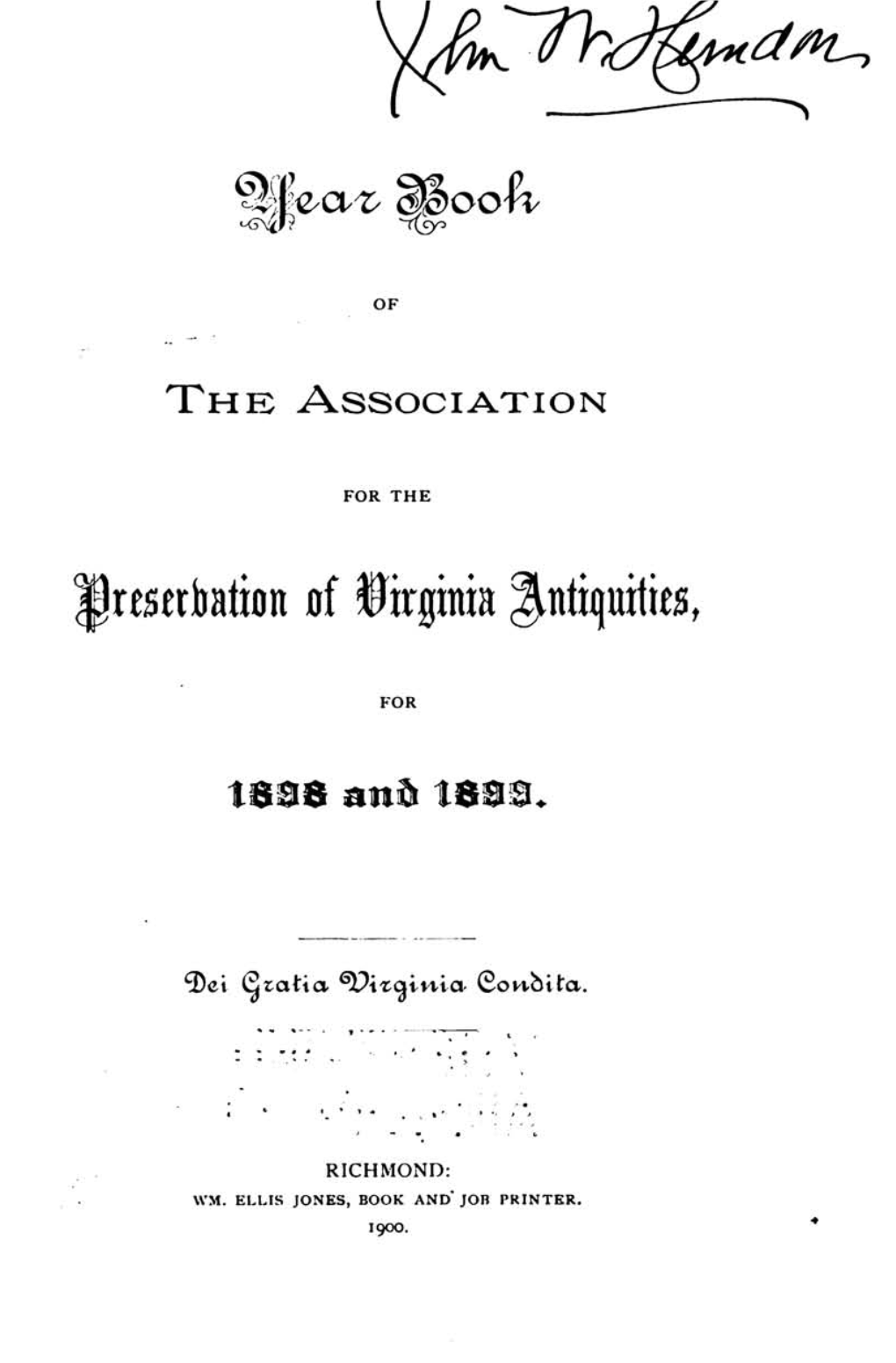 Year Book of the Association for the Preservation of Virginia Antiquities