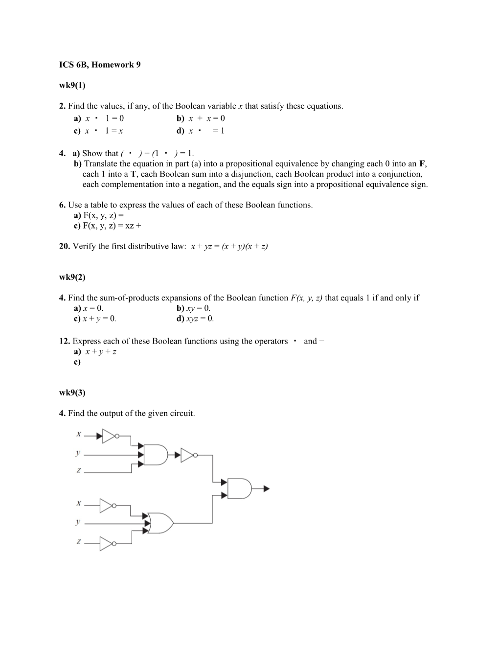 2. Find the Values, If Any, of the Boolean Variable X That Satisfy These Equations