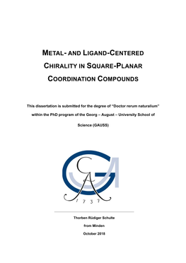 And Ligand-Centered Chirality in Square-Planar Coordination Compounds