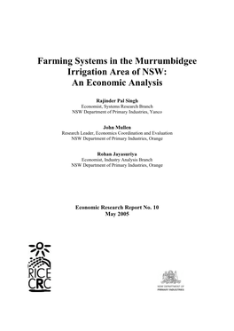Farming Systems in the Murrumbidgee Irrigation Area of NSW: an Economic Analysis