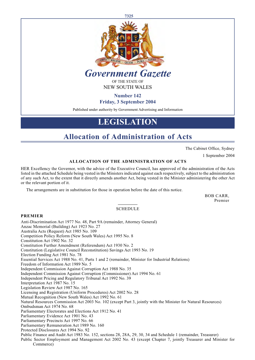 Government Gazette