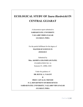 ECOLOGICAL STUDY of Saara Hardwickii in CENTRAL GUJARAT