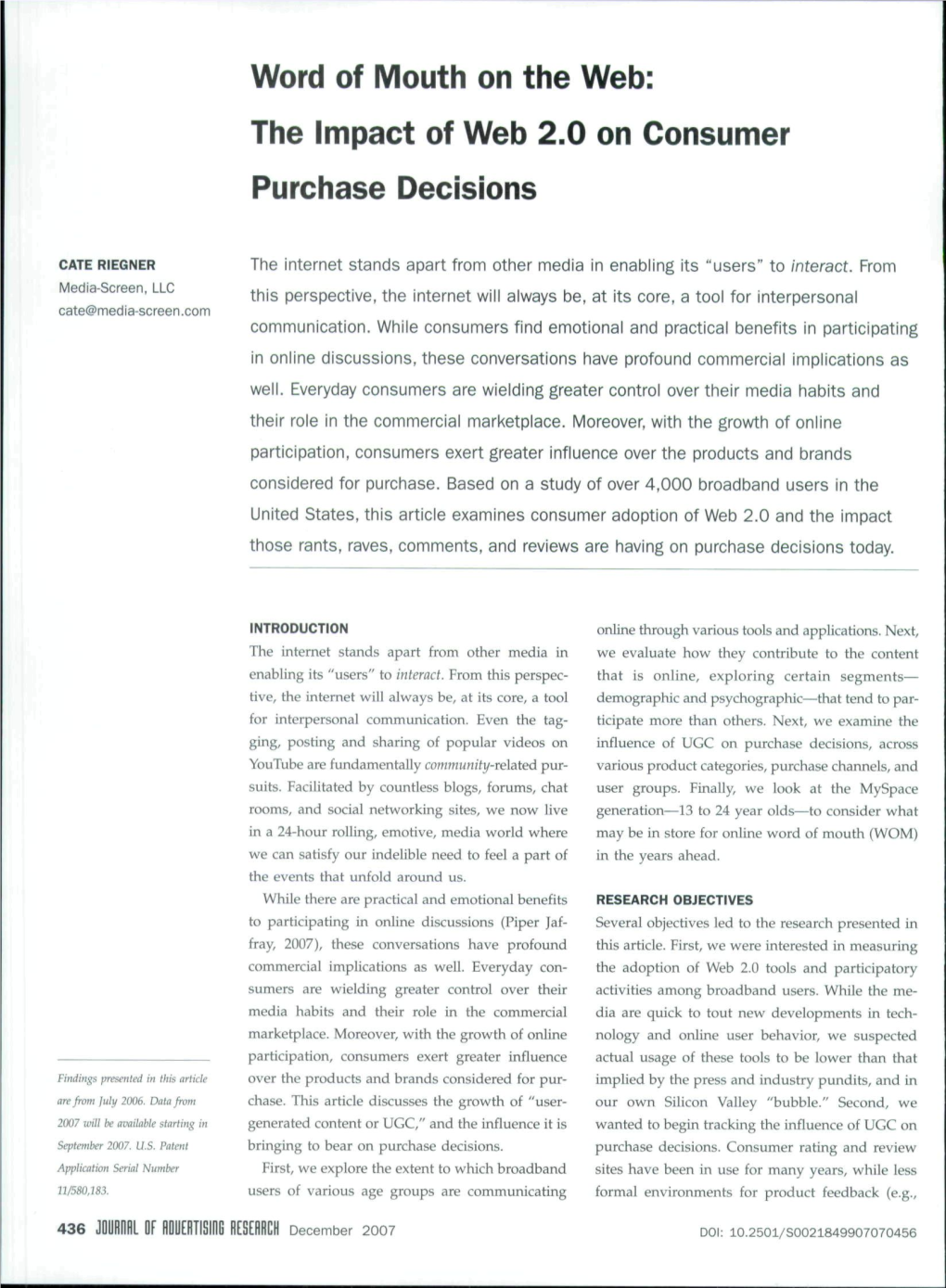 The Impact of Web 2.0 on Consumer Purchase Decisions