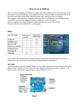 Midway Axis and Allies War at Sea Battle Rules 1.4 After First Game