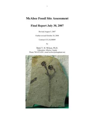 Mcabee Fossil Site Assessment