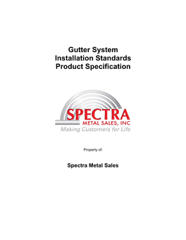 Gutter System Installation Standards Product Specification