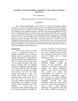 Variability of Cloud Base Heights in Yampa River Valley During a Wintertime Snow Event