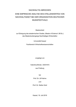 Nachhaltig Abrocken Eine Empirische Analyse Des Stellenwertes Von