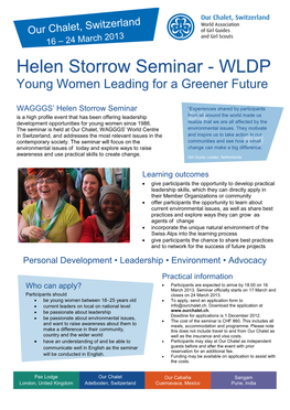 Helen Storrow Seminar - WLDP Young Women Leading for a Greener Future