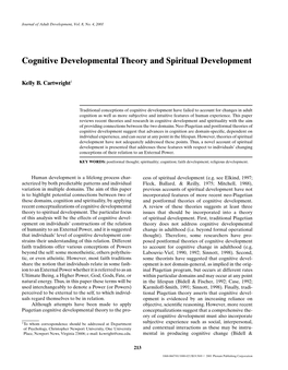Cognitive Developmental Theory and Spiritual Development