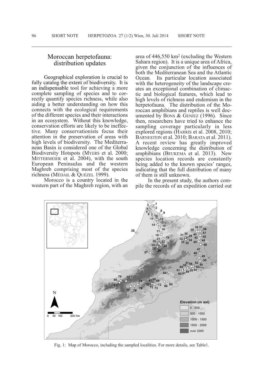 Moroccan Herpetofauna: Area of 446,550 Km 2 (Excluding the Western Distribution Updates Sahara Region)