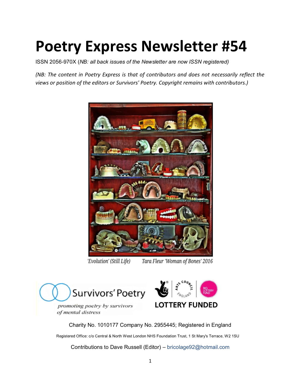 Poetry Express Newsletter #54 ISSN 2056-970X (NB: All Back Issues of the Newsletter Are Now ISSN Registered)