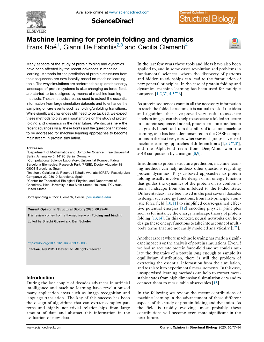 Machine Learning for Protein Folding and Dynamics