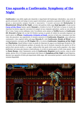 Uno Sguardo a Castlevania: Symphony of the Night