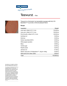 Teewurst - Fine