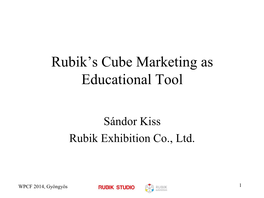Rubik's Cube and Marketing As Educational Tool
