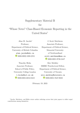 Whose News? Class-Biased Economic Reporting in the United States”