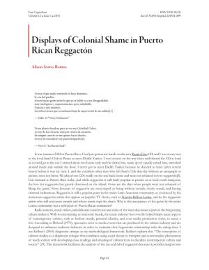 Displays of Colonial Shame in Puerto Rican Reggaetón