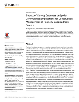 Impact of Canopy Openness on Spider Communities: Implications for Conservation Management of Formerly Coppiced Oak Forests