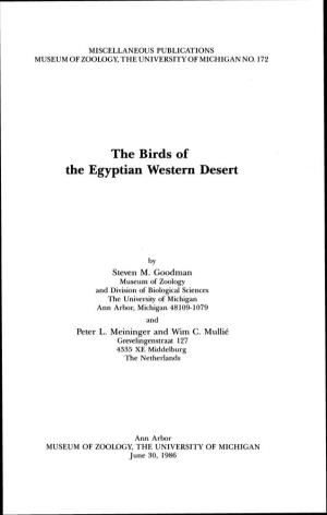 The Birds of the Egyptian Western Desert