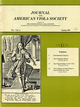 Journal of the American Viola Society Volume 7 No. 1, Spring 1991