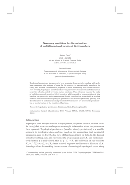 Necessary Conditions for Discontinuities of Multidimensional Persistent Betti Numbers Introduction Topological Data Analysis