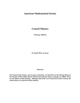 American Mathematical Society Council Minutes