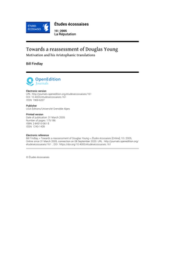 Towards a Reassessment of Douglas Young Motivation and His Aristophanic Translations
