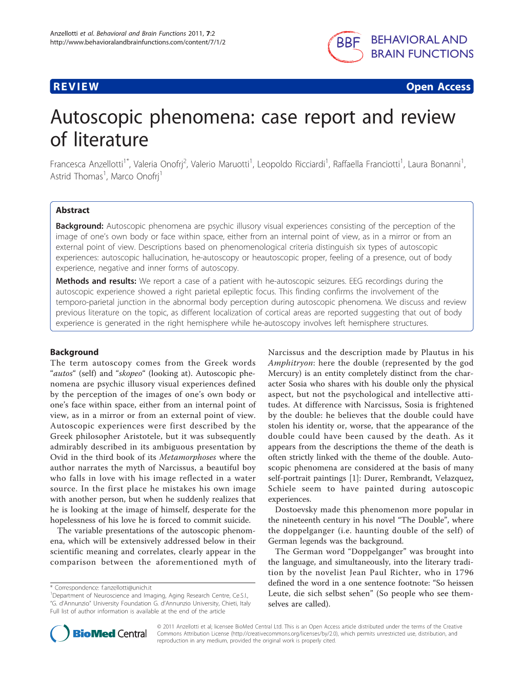 Autoscopic Phenomena