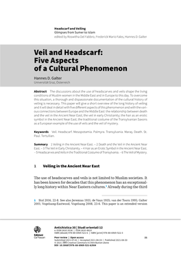 Veil and Headscarf: Five Aspects of a Cultural Phenomenon Hannes D