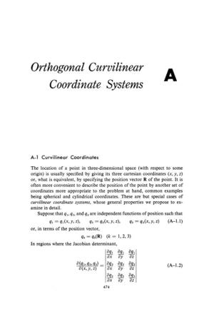 Orthogonal Curvilinear Coordinate Systems A
