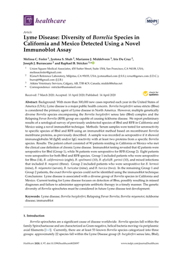 Lyme Disease: Diversity of Borrelia Species in California and Mexico Detected Using a Novel Immunoblot Assay