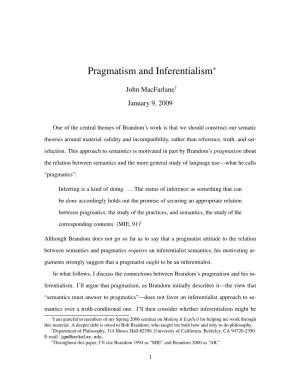 Pragmatism and Inferentialism∗