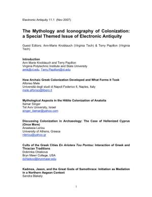 The Mythology and Iconography of Colonization: a Special Themed Issue of Electronic Antiquity