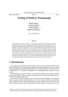 Testing of Railway Pantograph