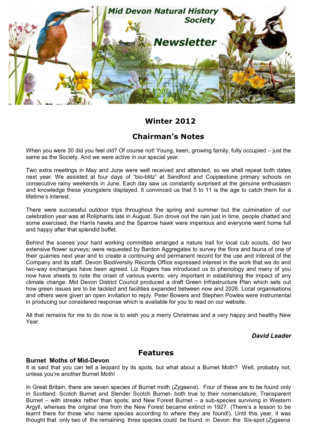 Winter 2012 Chairman's Notes Features