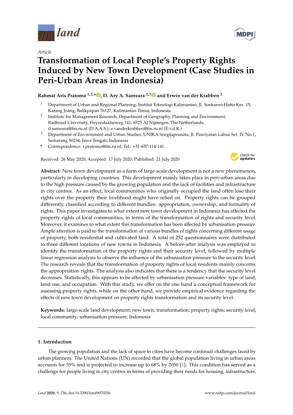 Case Studies in Peri-Urban Areas in Indonesia)