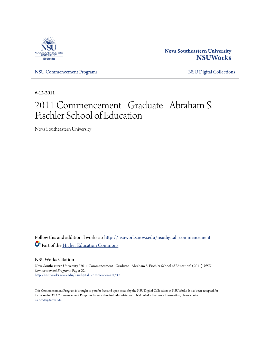2011 Commencement - Graduate - Abraham S